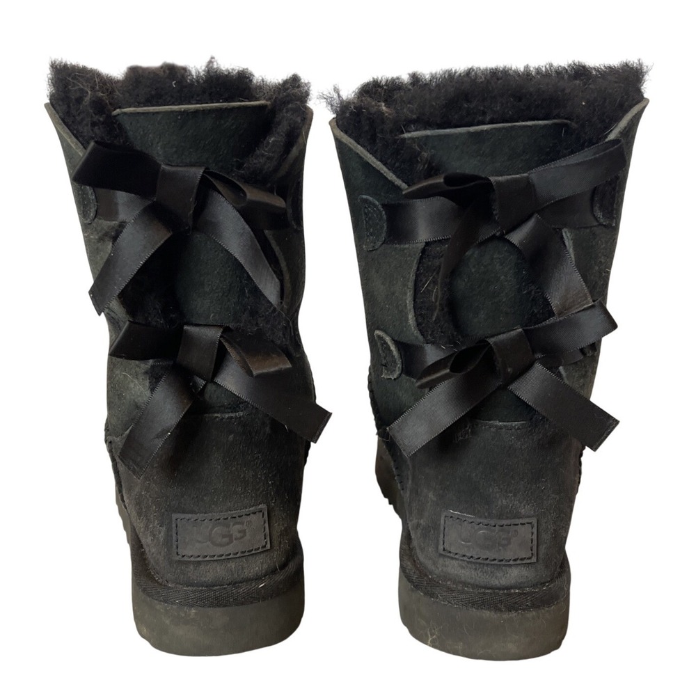 UGG Australia Tall Bailey Bow II Women 7 Black Winter Boots 2 Ribbon Back